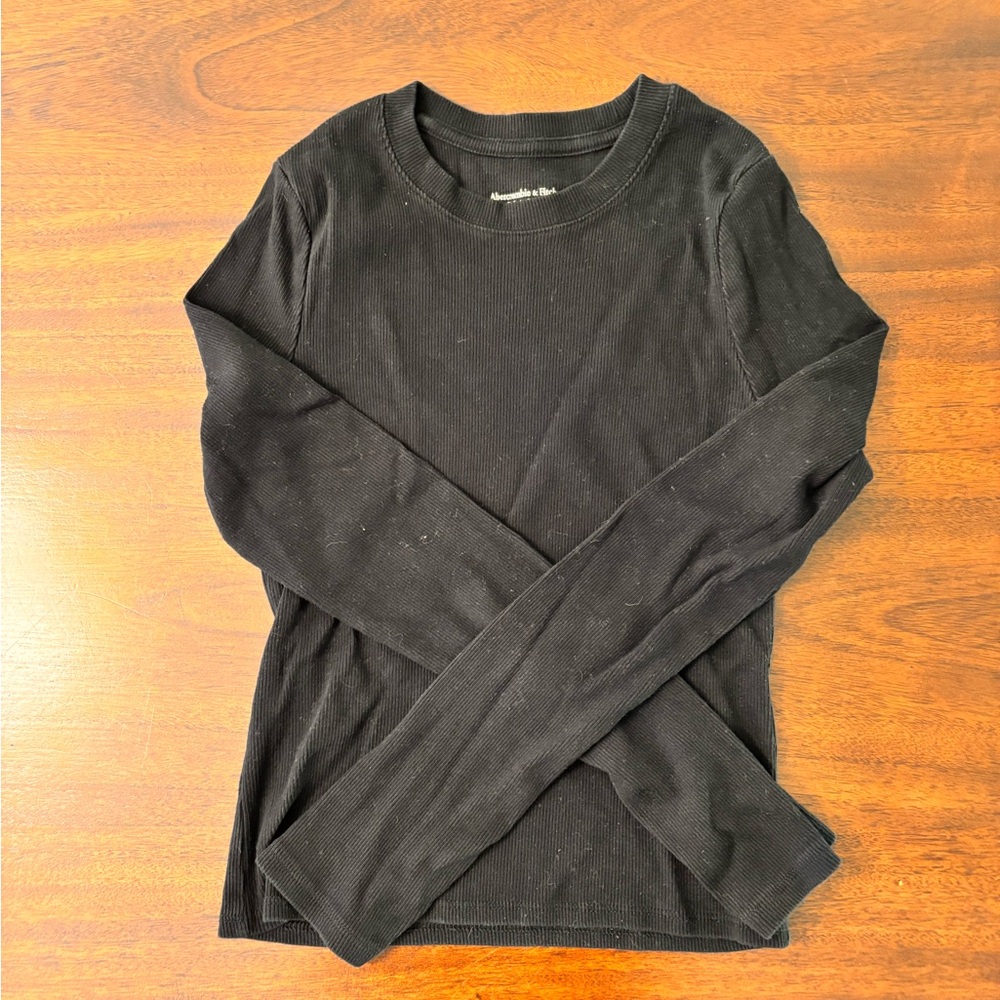 Abercrombie & Fitch Black Long Sleeve Ribbed Tee